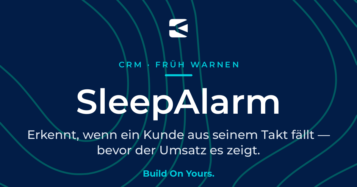 Titelgrafik zum Bytefyord-Modul SleepAlarm: erkennt schlummernde Bestandskunden anhand ausbleibender Bestellungen und warnt das Vertriebsteam, bevor der Kunde abwandert.