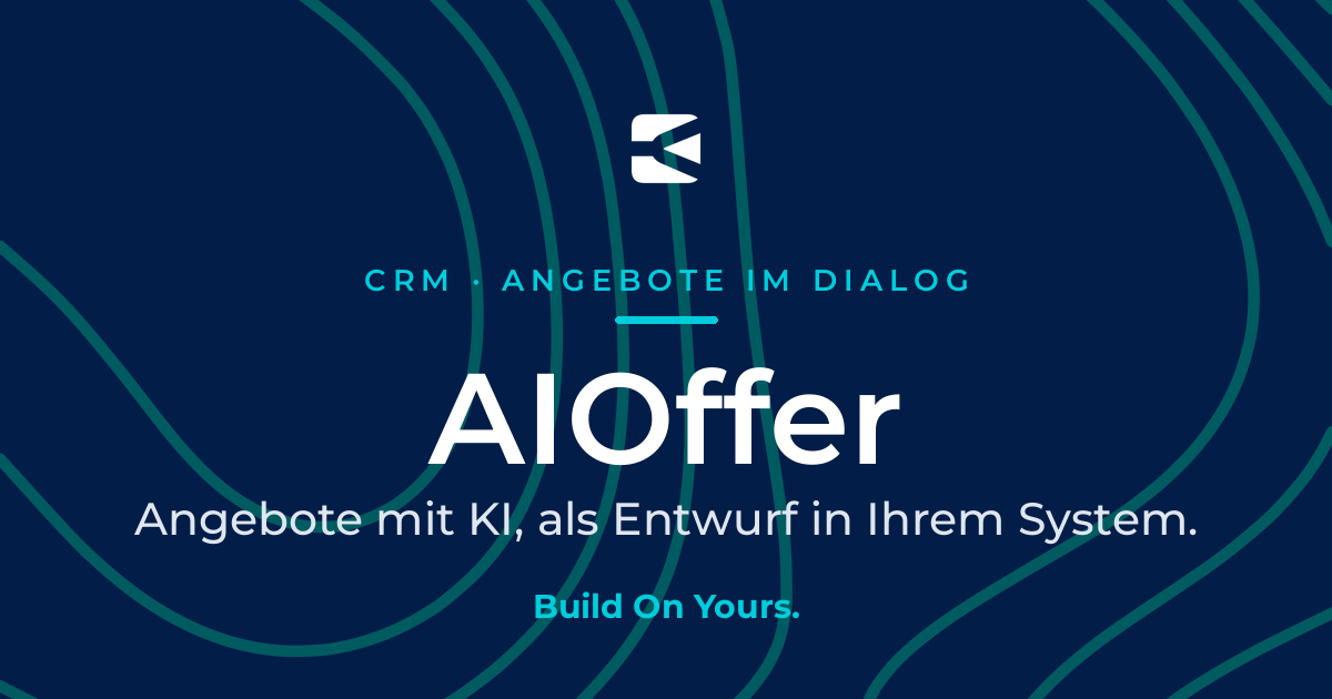 Titelgrafik zu AIOffer der Bytefyord CRM Suite: ein Angebot mit KI erstellen, im Dialog auf Basis eigener Daten, als Entwurf direkt im Bestandssystem.